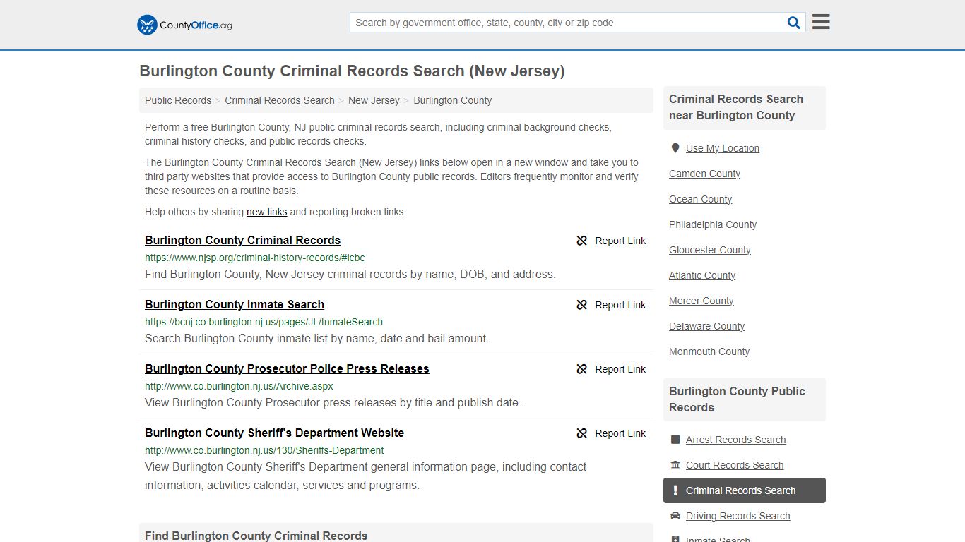 Burlington County Criminal Records Search (New Jersey)